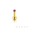 INTERNALLY THREADED GOLD PVD PLATED OVER 316L SURGICAL STEEL LABRET/MONROE WITH PRESS FIT GEM